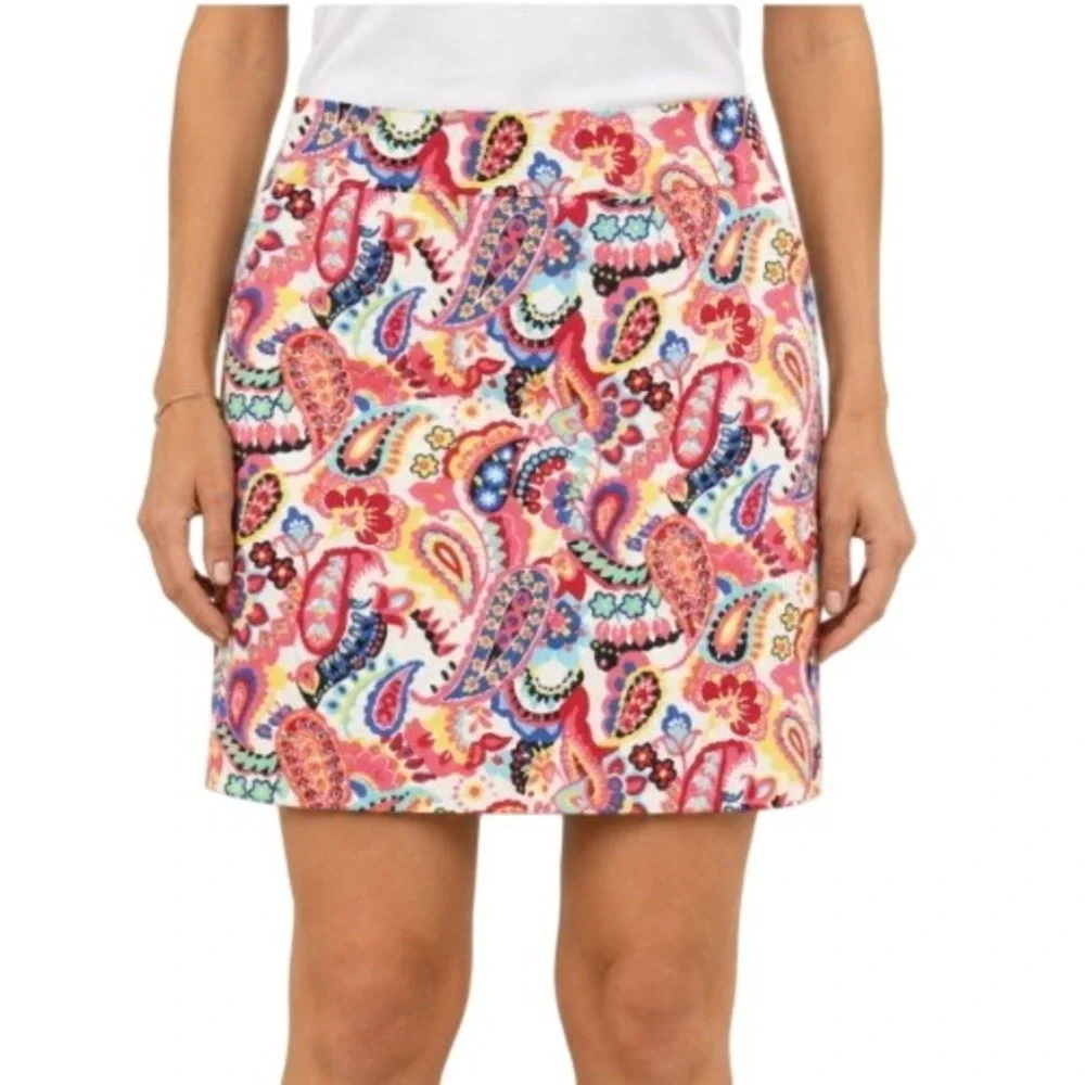Talbots Pencil Skirt Women 12 Persian Pink Multicolor Floral Paisley Preppy Boho - Picture 1 of 13